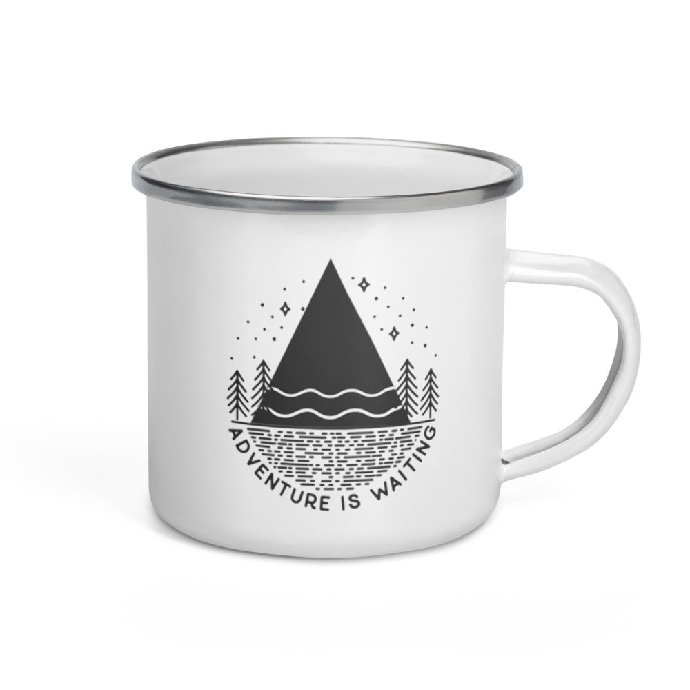Mug De Voyage émaillé Rétro - Caravane - L'aventure Est Là - Style Camping